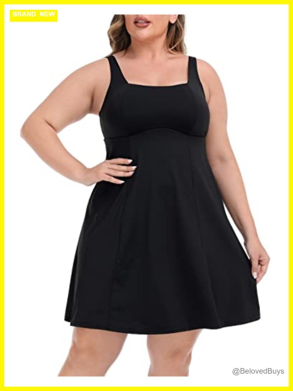 Plus Size Tennis Athletic Workout Dress Built-in Shorts Bra